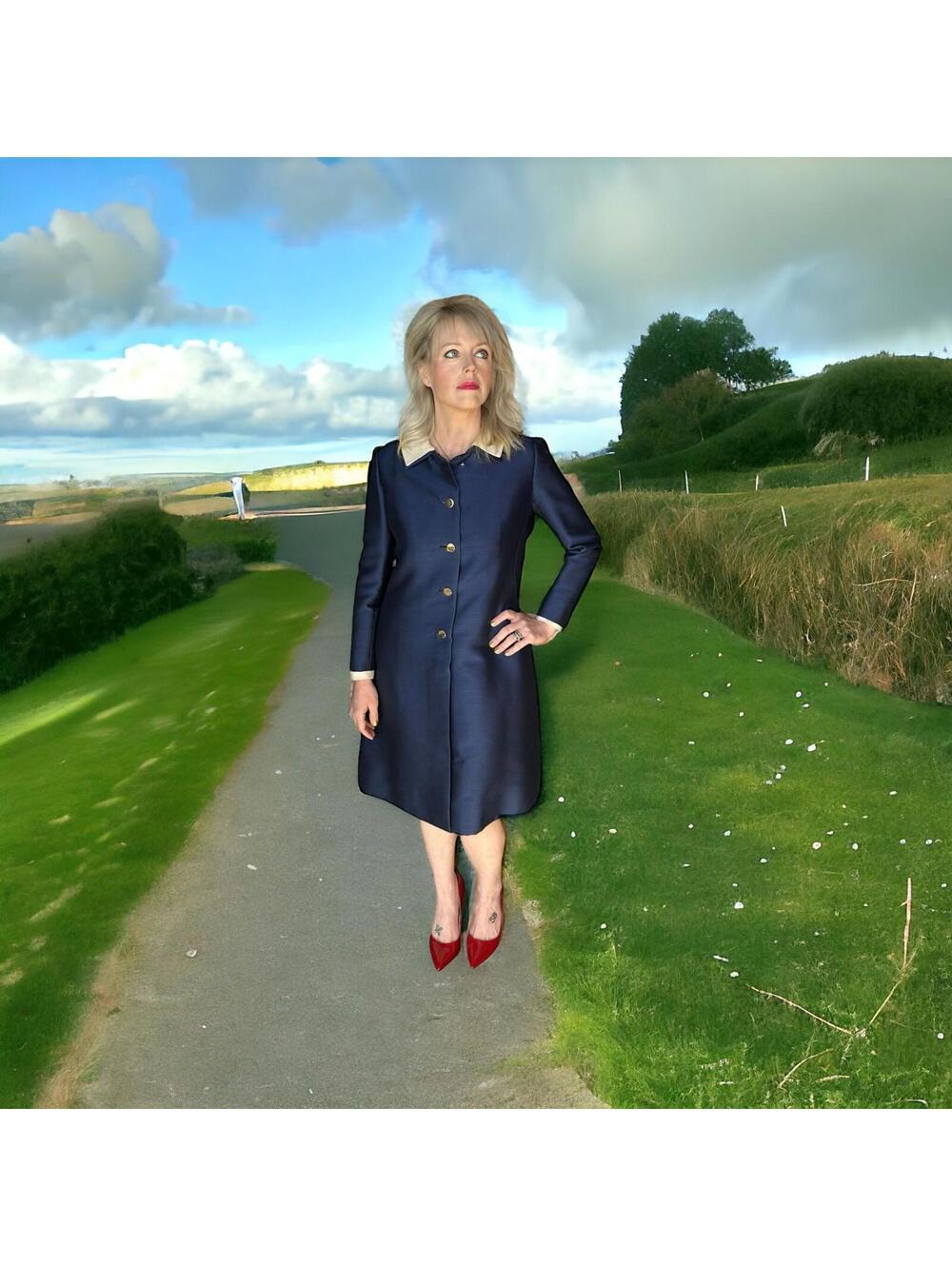 Vintage 1960s Adele Simpson for Hovland Swanson Navy Blue Coat Dress Size 10